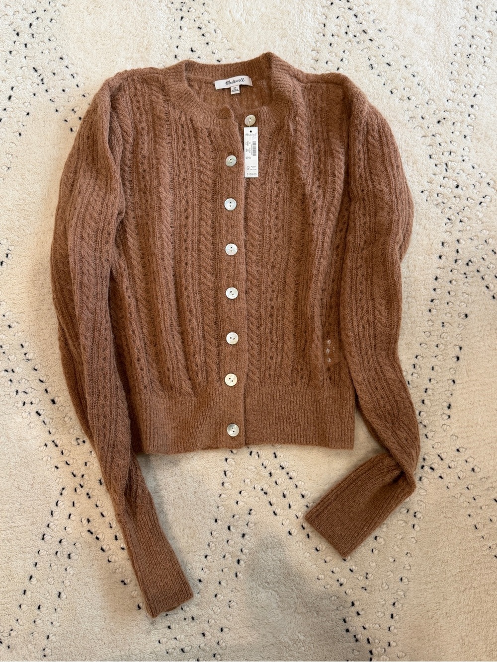 Madewell Brown Cable Knit Button-Front Women's Sweater